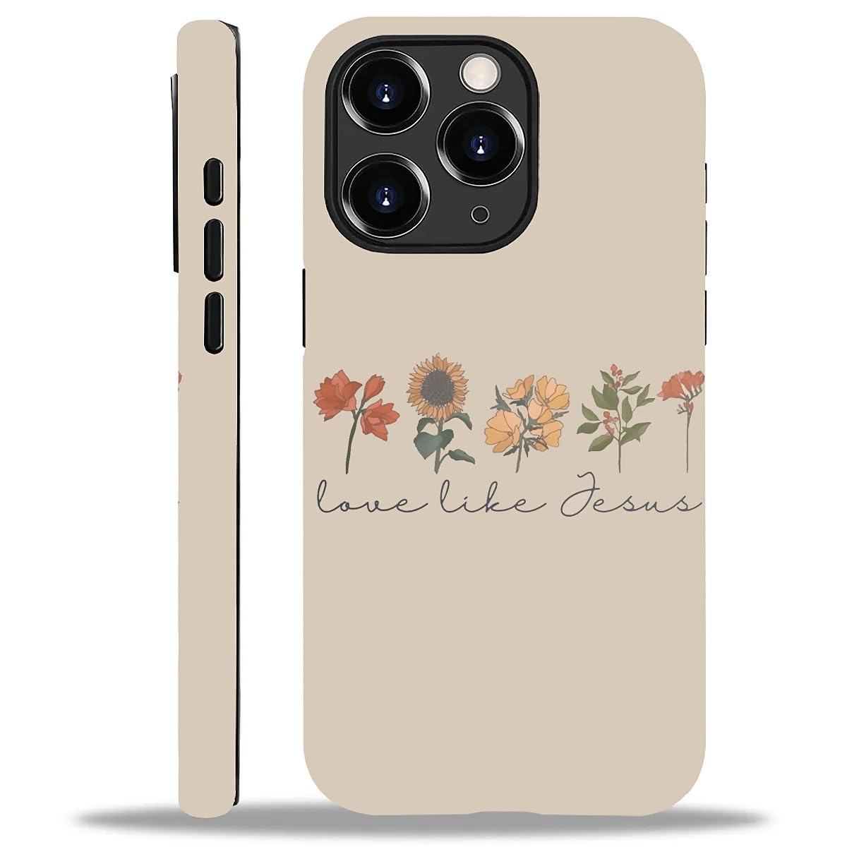 WANKBLC Compatible with iPhone 11 Pro Matte Case, Love Like Jesus Religious Faith Flower Pattern for Girl Full Body Design Soft 