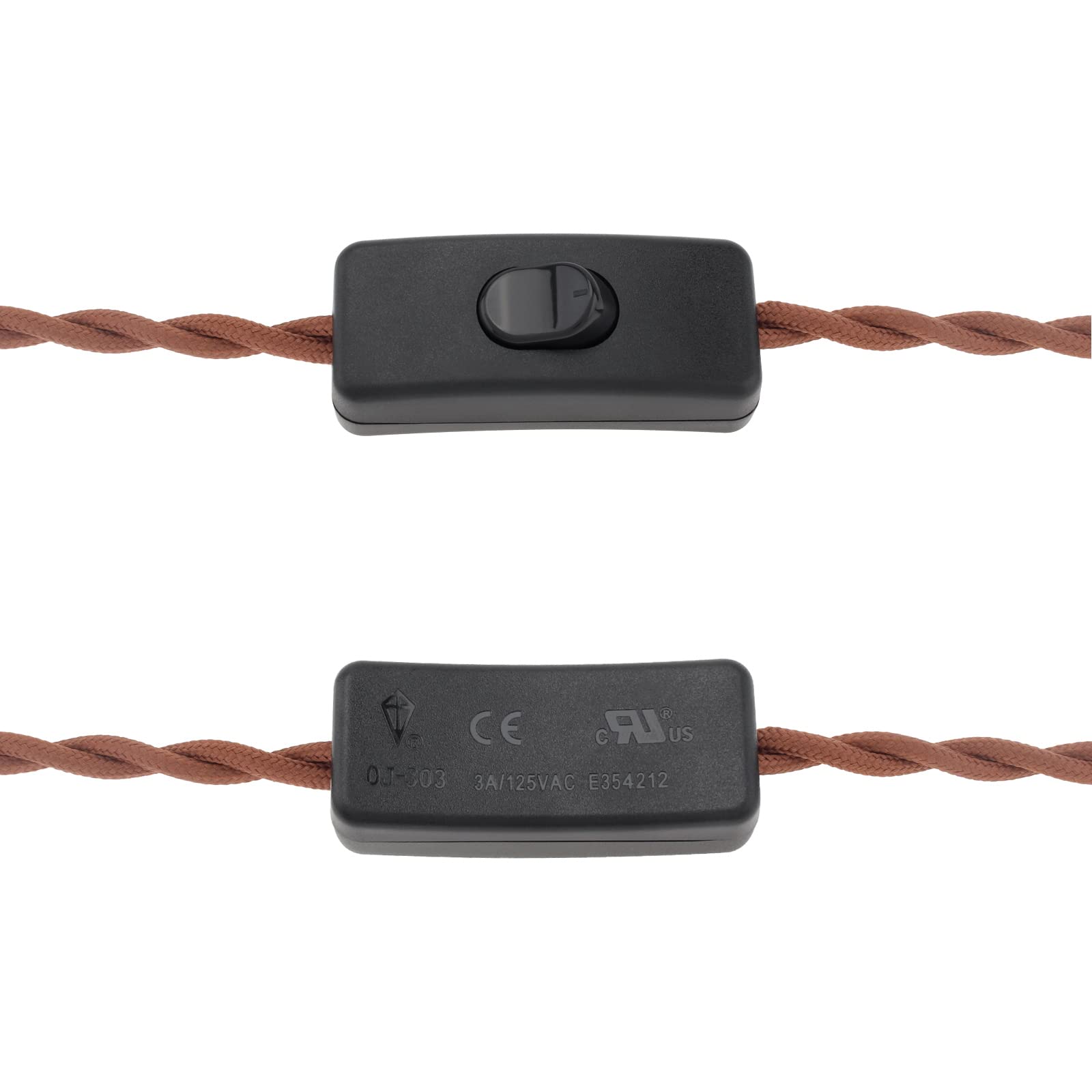 Rtnlit 11.8Ft Twisted Cloth Covered Lamp Cord With Switch Button And Molded Plug,18 Gauge Fabric Electrical Cord, Stripped Ends