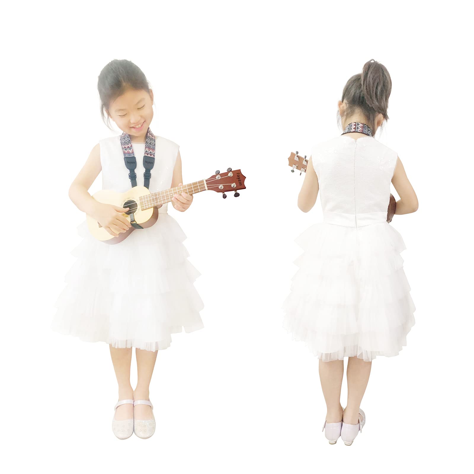 Rayzm Ukulele Strap  Zinc Ukulele Capo, Adjustable Soft Cotton Neck Sling Strap For Ukulele, Button Free Cross Chest Loop Style