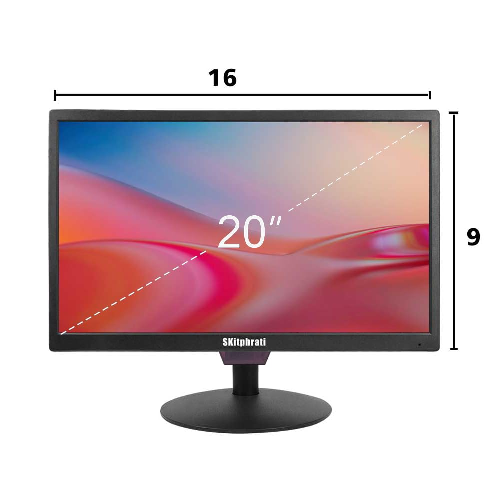 Skitphrati 20 Inch Pc Monitor, 1600X900 Screen Desktop Monitor With Hdmi Vga Bnc Av Ports, Vesa Mounting, Led Monitor For Pc, La