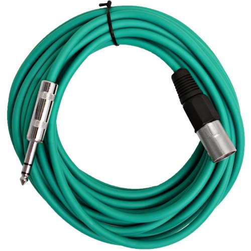 Seismic Audio - Satrxl-M25Green-6Pack - 6 Pack Of 25 Ft Xlr Male To 1/4 Trs Patch Cable Snake Cords Balanced - Green