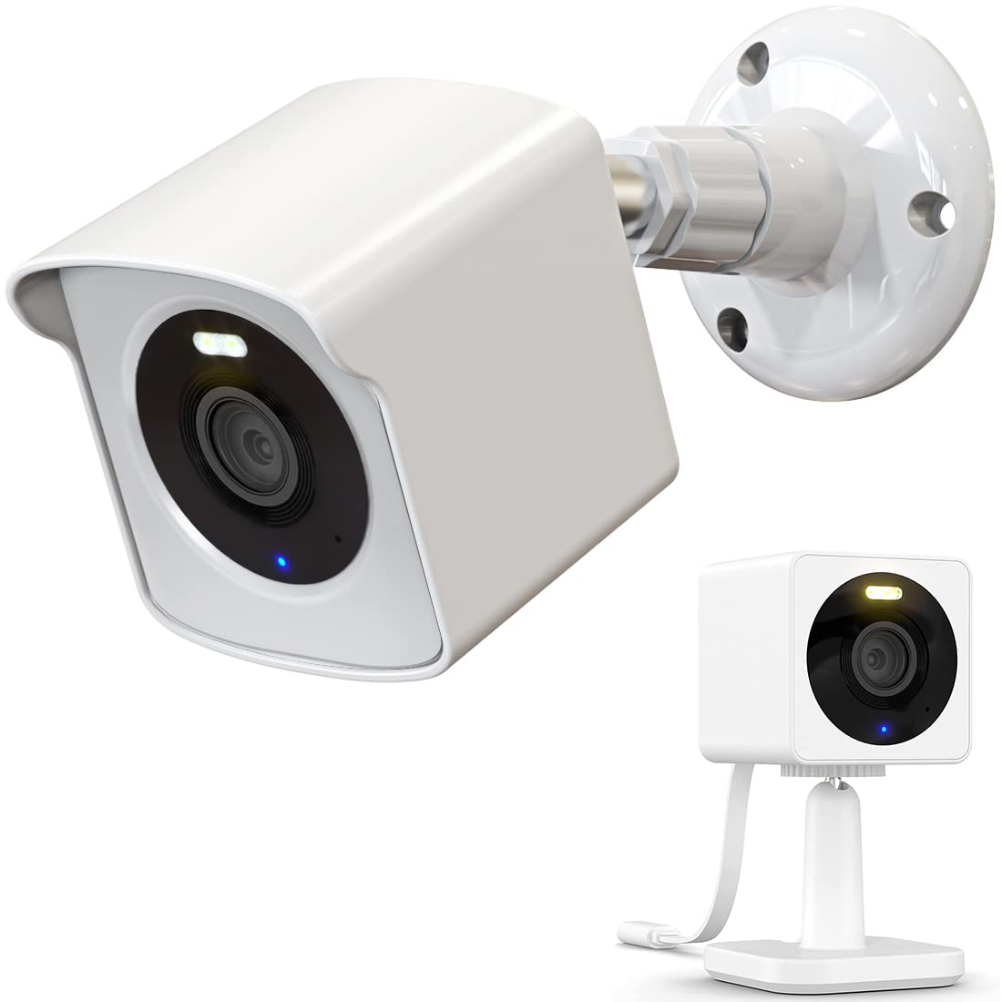 Wall Mount For Wyze Cam Og & Wyze Cam Og Telephoto, Weatherproof Protective Cover And 360 Degree Adjustable Wall Mount Bracket For Wyze Indoor Outdoor Security Camera   White,1 Pack