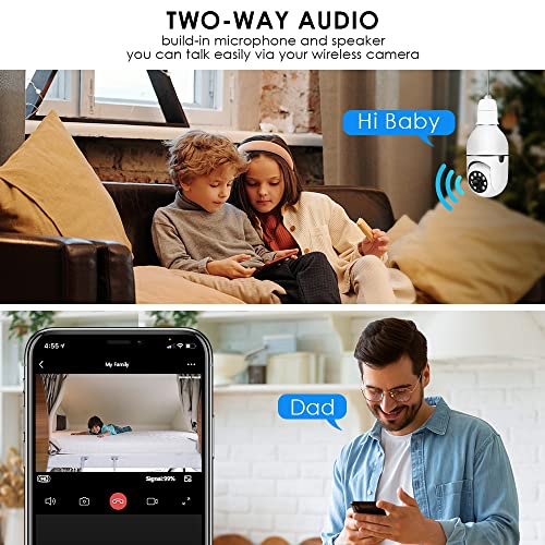 Eversecu 4Pack Hd 1080P Wireless Light Bulb Security Camera, Work With 2.4Ghz&5Ghz Wifi, Motion Auto Tracking, 2 Way Audio, Spot