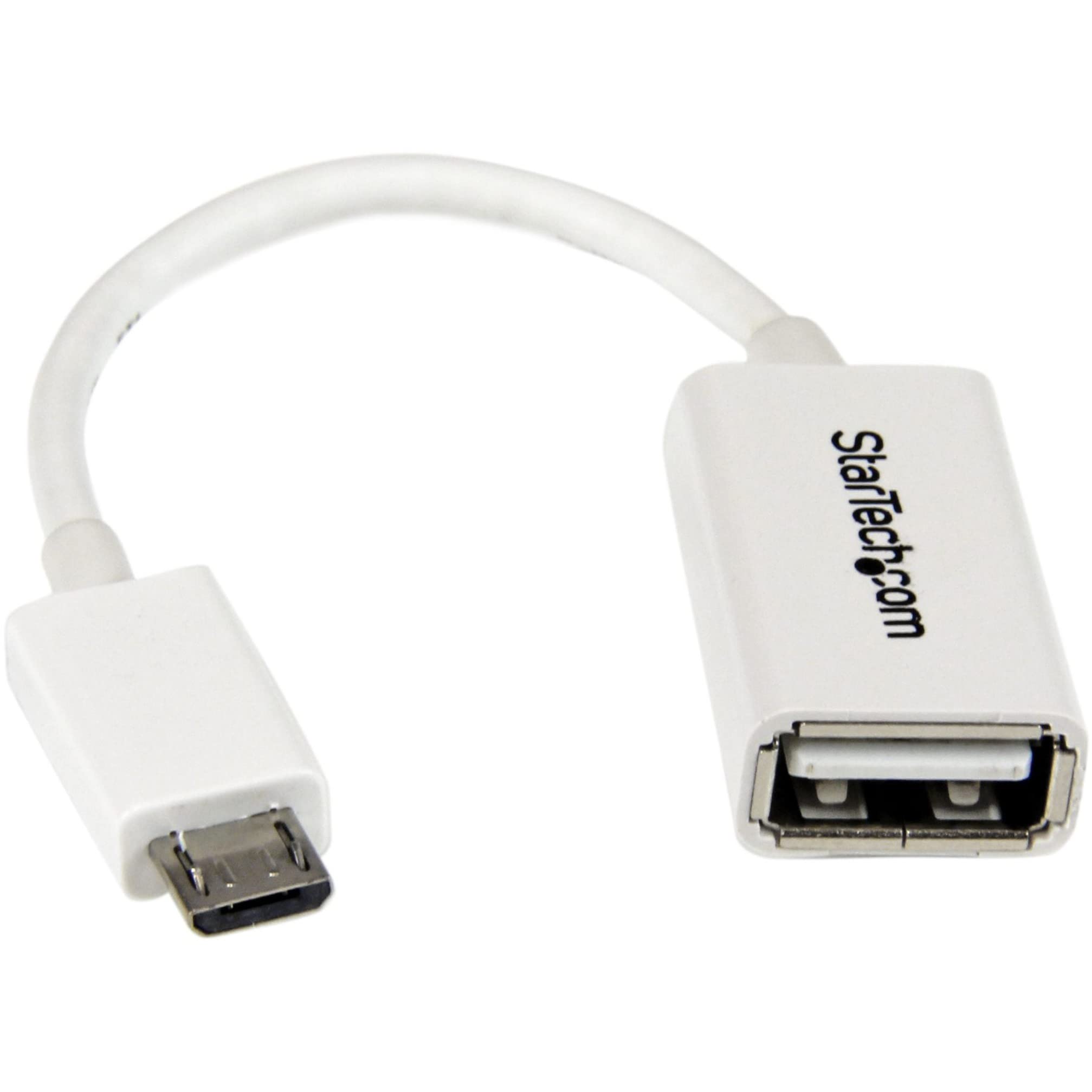 Startech.Com 5In White Micro Usb To Usb Otg Host Adapter M/F   Micro Usb Male To Usb A Female On The Go Host Cable Adapter   Whi