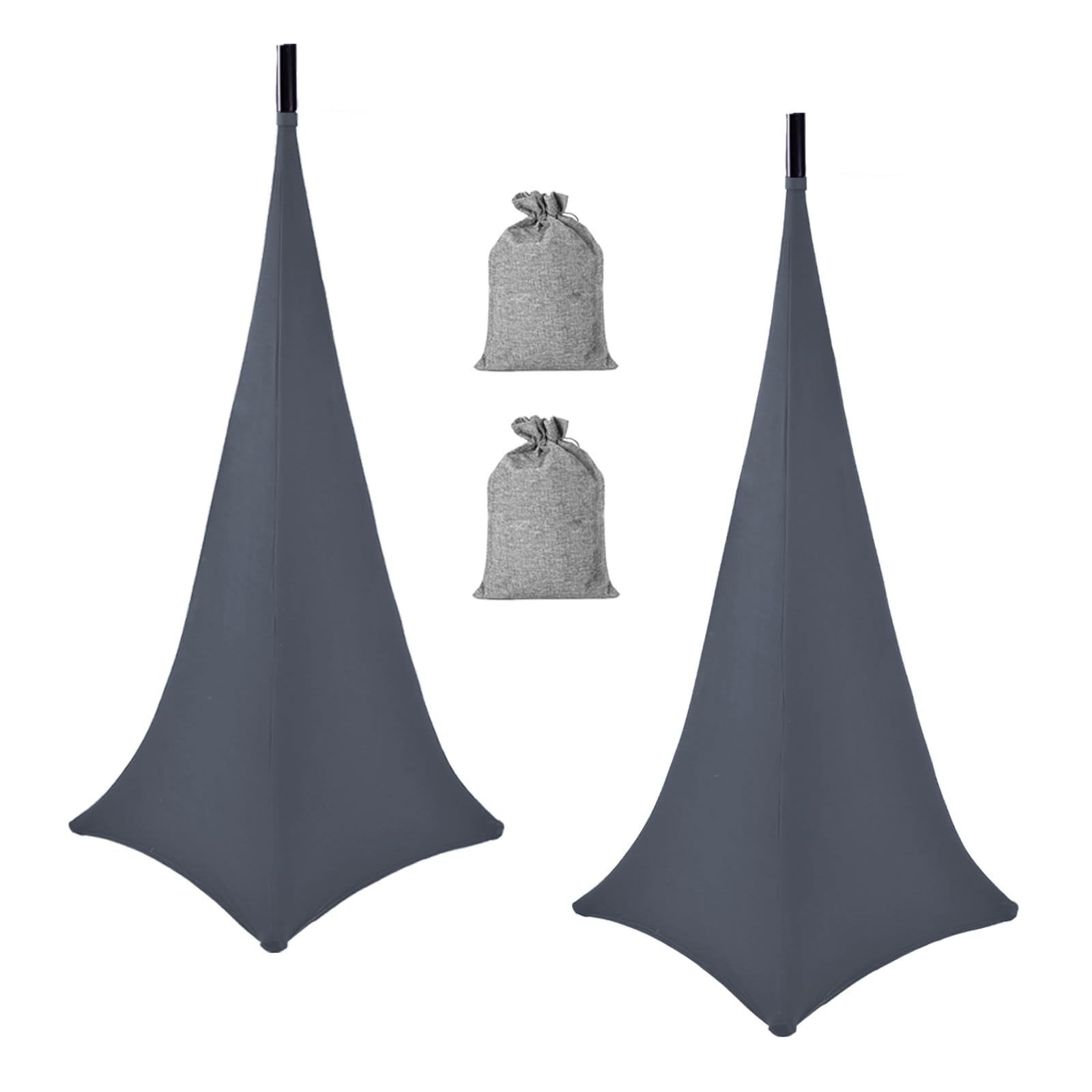 2 Pack Speaker Stand Cover Tripod Scrim, DJ Speaker Stand Scrim Tripod Cover with 360 Degree Coverage (Gray-Two Pack)