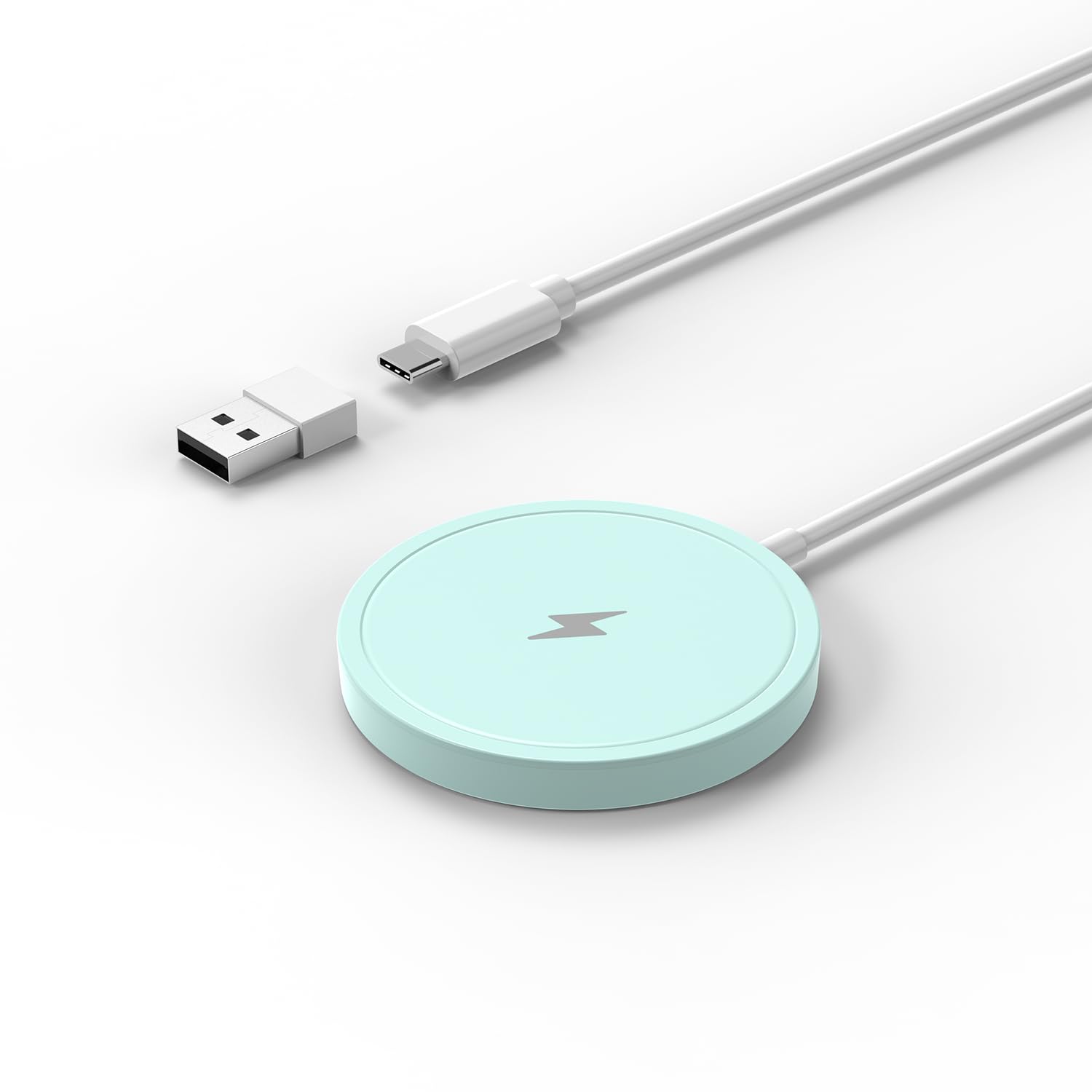 Pinruige Wireless Charger, 15W Max Fast Magnetic Wireless Charging Pad Compatible With Iphone 15/14/13/12 With Usb A Converter G