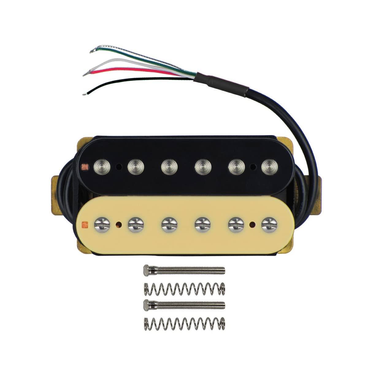 Fleor Electric Guitar Pickup Double Coil Humbucker Pickups 52Mm Ceramic Bridge Pickup   (Black + Cream)