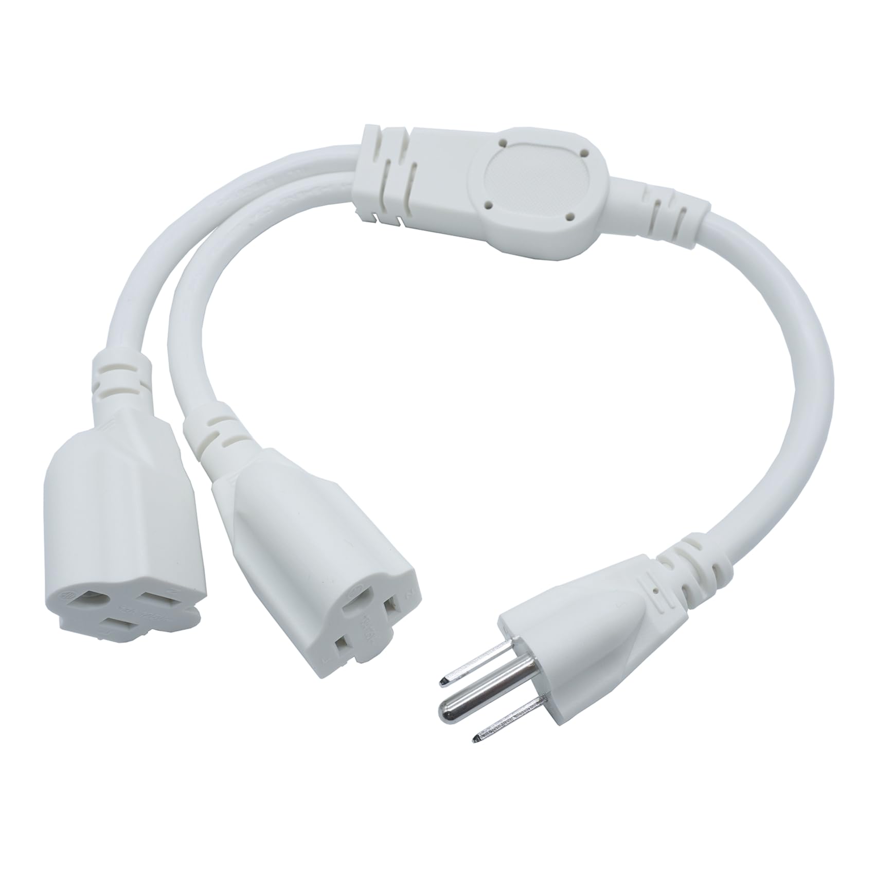 3 Prong Extension Cord Splitter, Indoor Outdoor 1.5 Ft Power Cord Splitter 1 To 2, Sjt 16Awg Dual Extension Cord Outlet Splitter