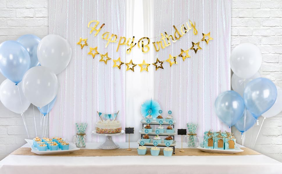 Soardream White Iridescent Sequin Backdrop Curtains 6 Pieces 2Ft X 8Ft Sequin Fabric Backdrop Glitter Drapes Baby Shower Backgro