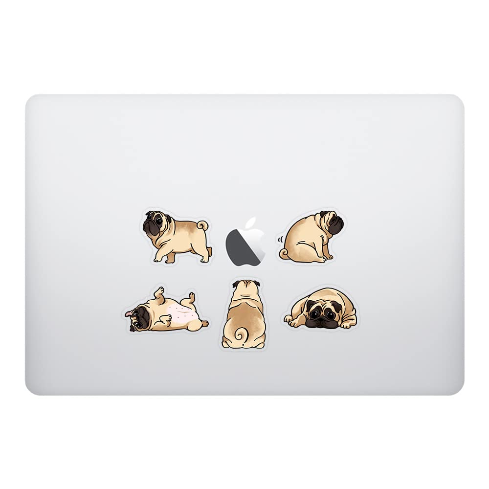 Fincibo 5 X 5 Inch Pug Funny Playful Postures Removable Vinyl Decal Stickers For Ipad Macbook Laptop (Or Any Flat Surface)