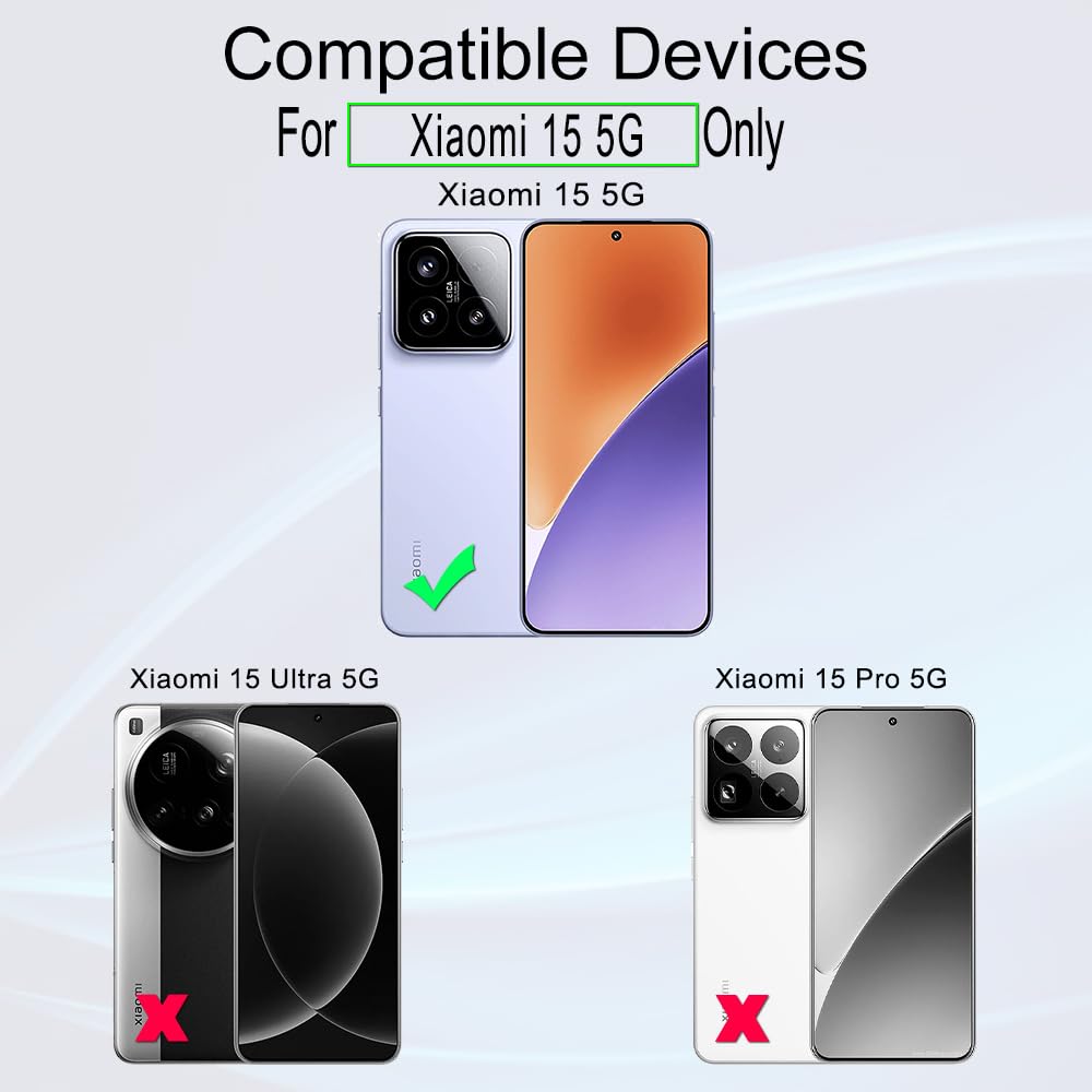 Ibywind 2 Pack Screen Protector For Xiaomi 15 5G 6.36,9H Hardness Tempered Glass,With 1Pc Camera Lens Protector,1Pc Back Carbon