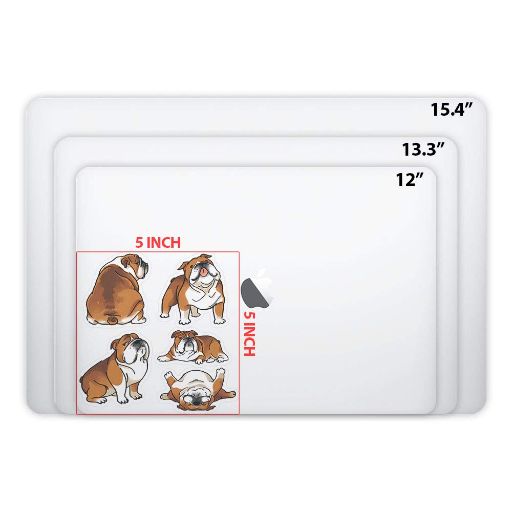Fincibo 5 X 5 Inch English Bulldog Funny Playful Postures Removable Vinyl Decal Stickers For Ipad Macbook Laptop (Or Any Flat Su