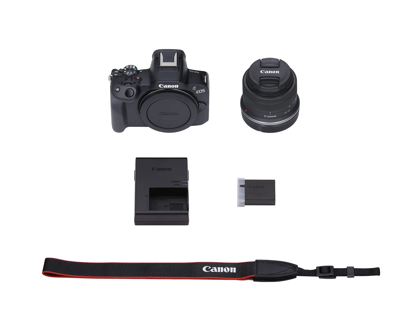 Canon EOS R50 Mirrorless Camera RF S18 45mm F4.5 6.3 is STM Lens Kit, 24.2 Megapixel CMOS (APS C) Sensor, 4K Video, Hybrid Camera, Photo and Video, Vlogging, Content Creator, RF Mount, Black