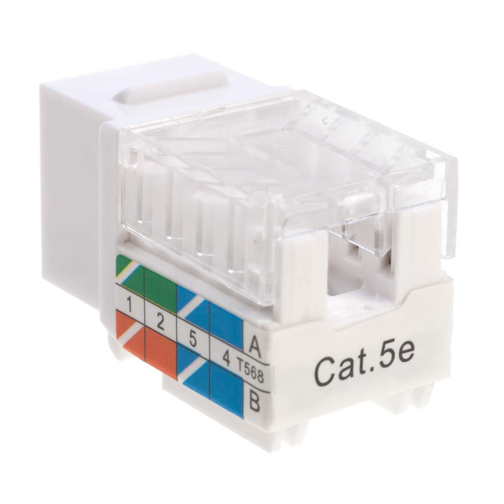 Satmaximum Cat5E 45 Angled Keystone Ethernet Wall Jack Punch Down Utp 45 Degree (Easier Termination Than 90 Degree), Rj45 Slim P