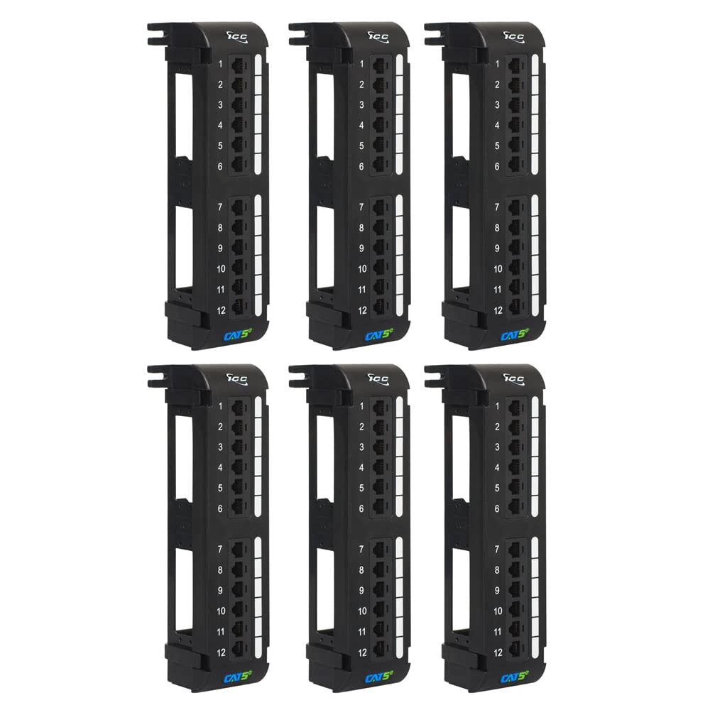 Icc Cat5E Vertical Patch Panel With 12 Ports In 6 Pack