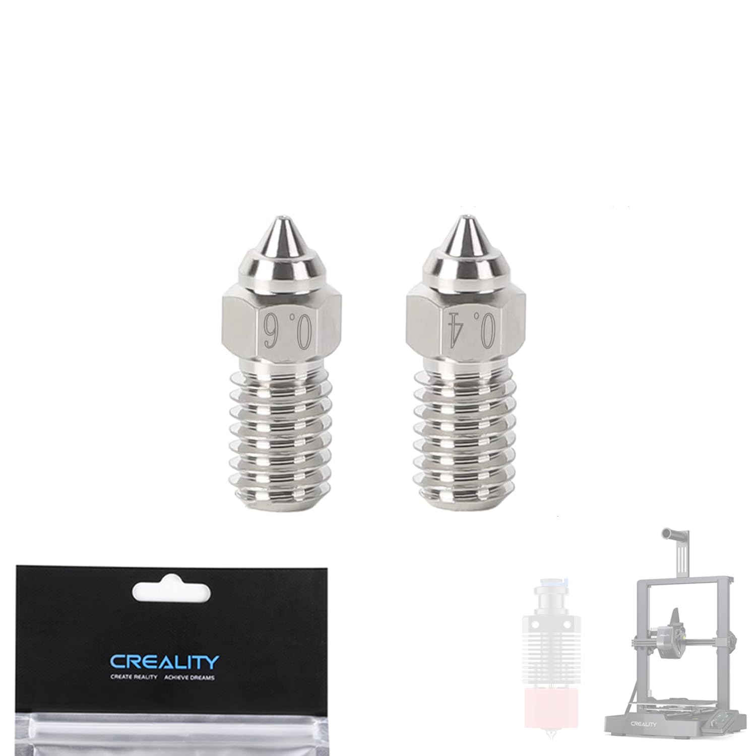 Creality Ender 3 V3 Se 0.4Mm Nozzles + 0.6Mm High Speed Nozzles For Spider Hotend, 3D Printer Accessories Extruder Nozzle For Sp