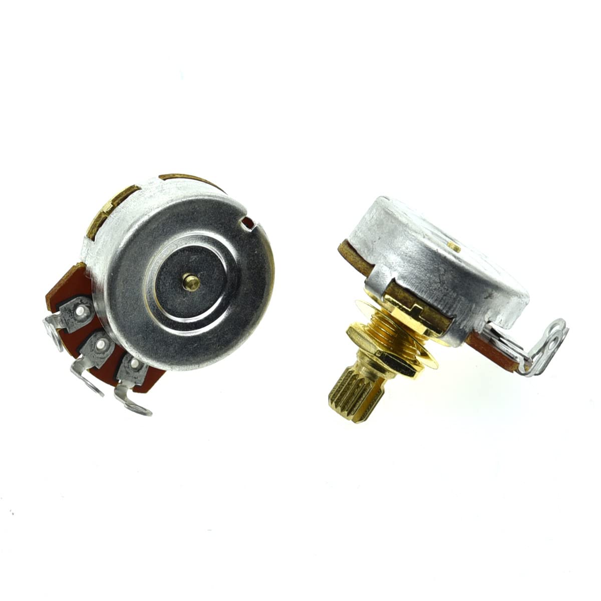 Kaish Pack Of 2 Full Size Metric Guitar Bass Pots With 15Mm Short Brass Shaft Audio Taper Or Linear Taper Potentiometers A500K