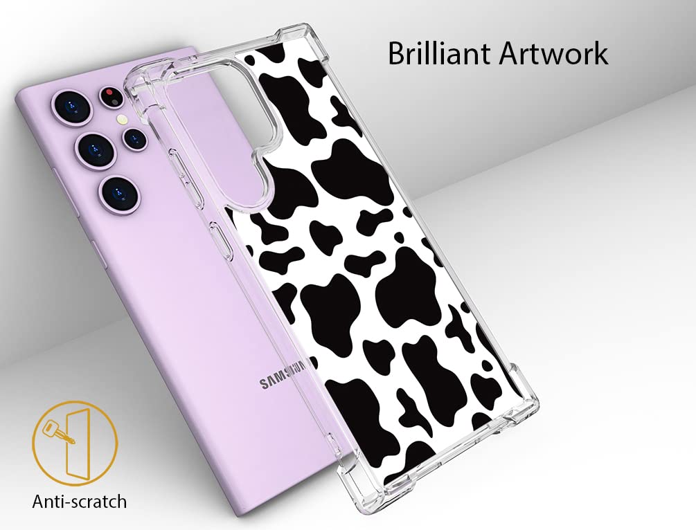 Topgraph Phone Case for Samsung Galaxy S23 Ultra Cow Print Silicone