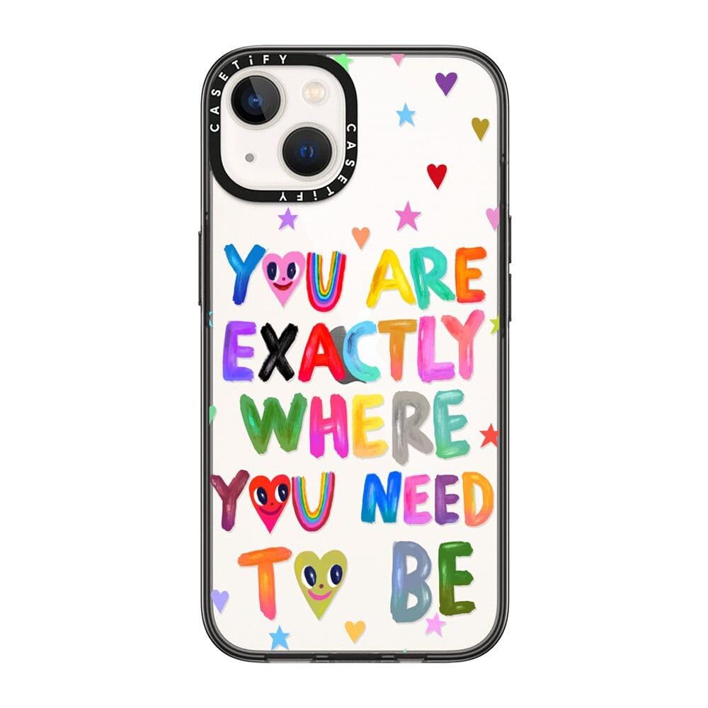 Casetify Compact Iphone 14 Case [2X Military Grade Drop Tested / 4Ft Drop Protection]   You Are Exactly   Clear Black