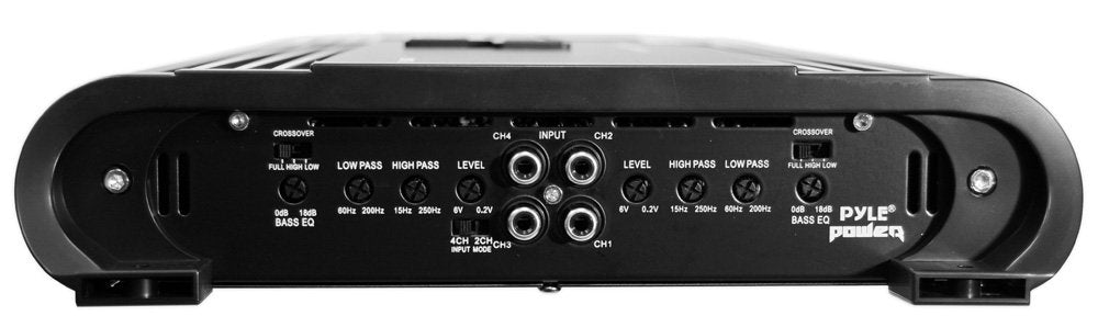 Pyle 4 Channel Car Stereo Amplifier   4000W High Power 4 Channel Bridgeable Audio Sound Auto Small Speaker Amp Box W/ Mosfet, Cr
