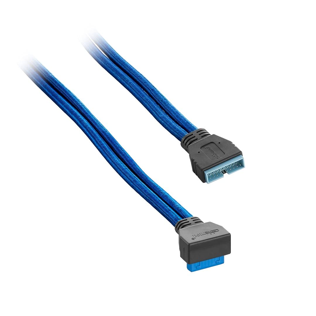 CableMod ModFlex Sleeved Right Angle Internal USB 3.0 Cable (Blue, 50cm ...