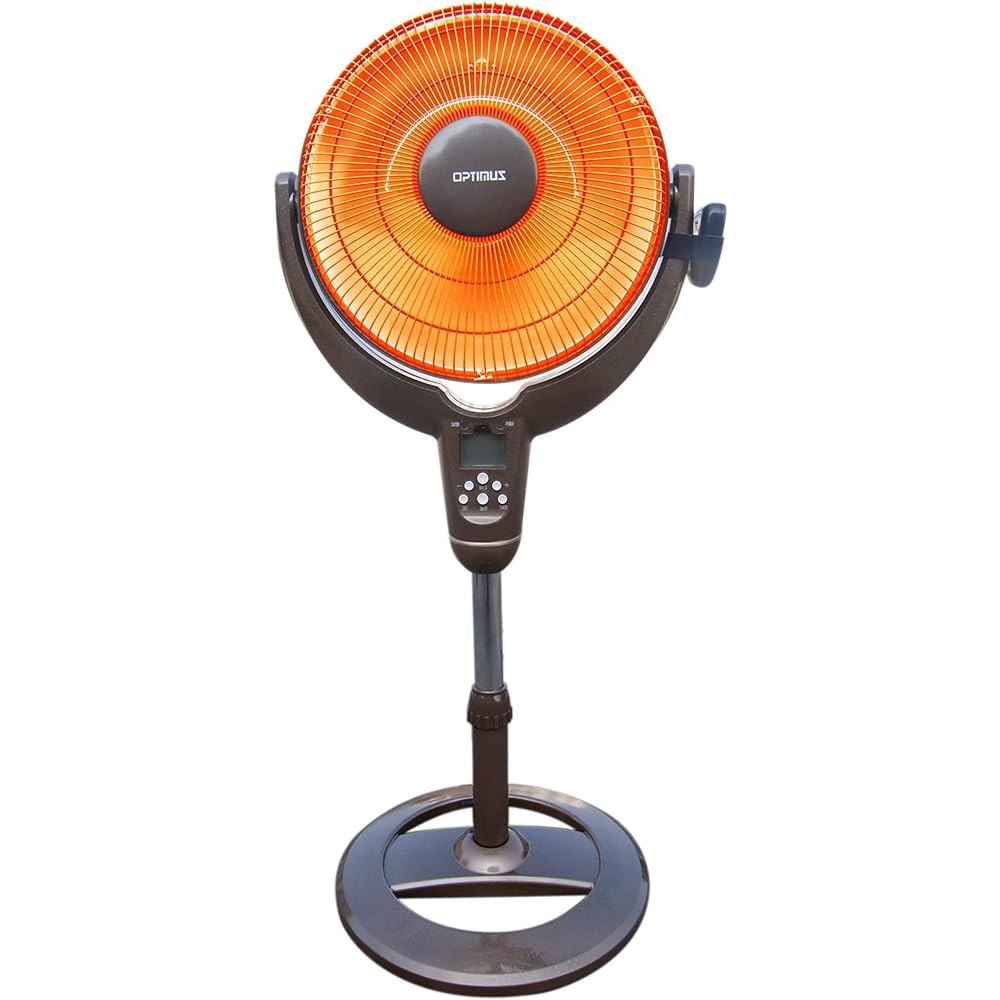 Optimus 14'' Oscil Pedestal Digital Dish Remote Heater, Black