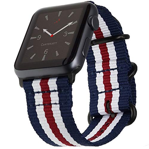 Carterjett Extra Large Compatible With Apple Watch Band Men 45Mm 44Mm 42Mm Xl Usa Red White  Blue Long Nylon Iwatch Bands Replac