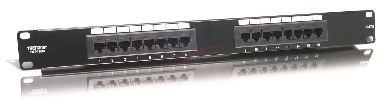 TRENDnet 16-Port Cat6 Unshielded Patch Panel - Bay of Entry (1000Base-T, Ethernet/Fast Ethernet/Gigabit Ethernet, Cat6, ANSI/EIA