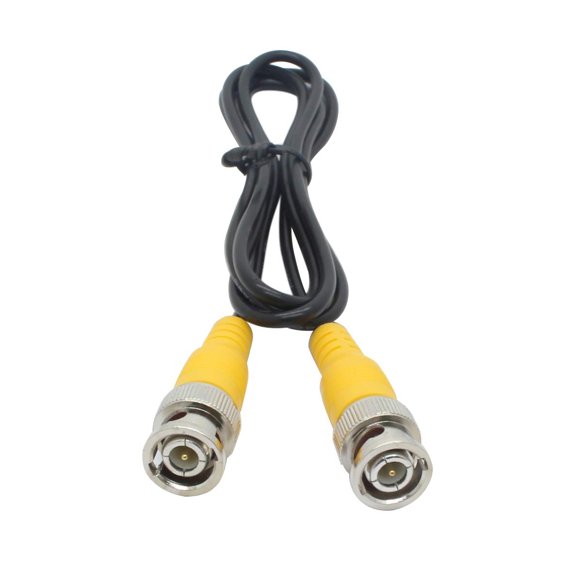 Anvision 6 Pack Black 1M 3.3Ft Bnc Male To Bnc Male Jumper Cable With Yellow Connector For Cctv Dvr To Tv System