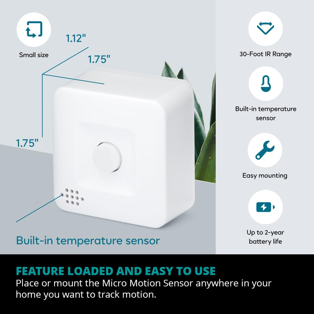 Centralite By Ezlo Micro Motion Sensor - Home Automation And Security - Lighting Scenes, Security Alarm, Alerts Upon Motion Dete