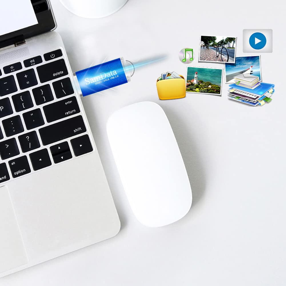 Samdata 3 Pack 64Gb Usb Flash Drives Usb 2.0 Thumb Drives Memory Stick Jump Drive Zip Drive, 3 Colors: Green Black Blue