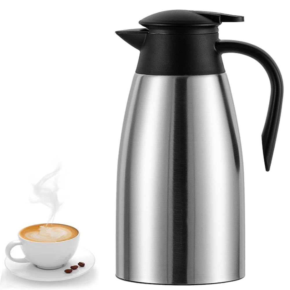 70 Oz Insulated Thermal Coffee Carafe Stainless Steel Double Walled Vacuum Coffee Thermos, Hot Water, Tea, Hot Beverage Dispense