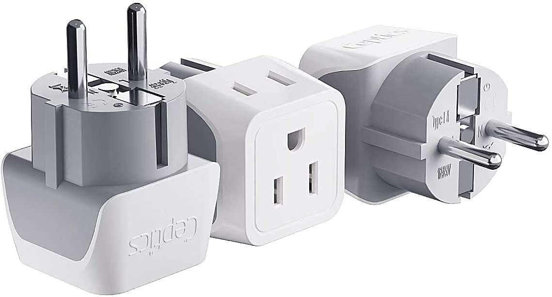 Ceptics Belgium, Finland, Spain Travel Adapter Plug   Type E/F   European   2 In 1   Light Weight   Perfect For Cell Phones, Cha