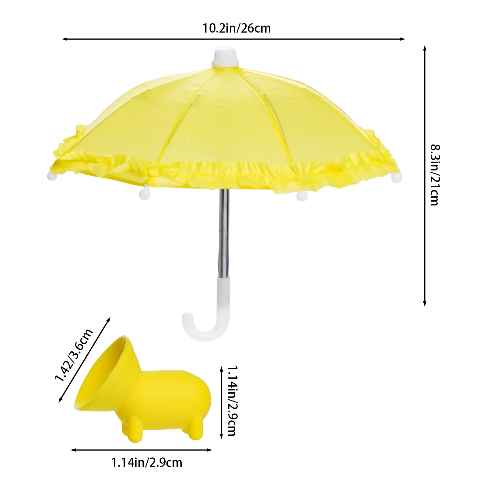 Yymbot Yellow Phone Umbrella For Sun, Universal Cell Phone Umbrella Piggy Suction Cup Phone Stand, Cover Sun Shield, Adjustable,