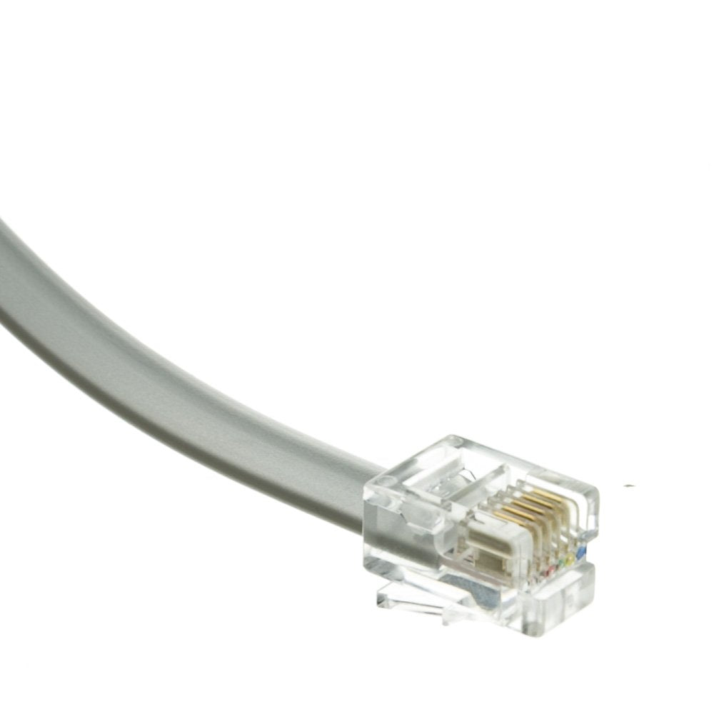 Cablewholesale 1 Feet Telephone Cord (Data), Rj12 Gold Plated Connectors, 6P / 6C, Silver Satin, 28Awg, Straight, Rj12 Phone Cab