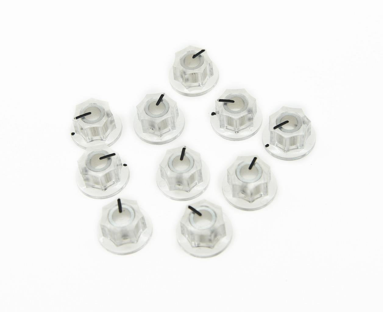 Kaish 10Pcs Clear Mini Mxr Style Skirted Amp Knob Transparent Brass Insert Effect Pedal Knobs