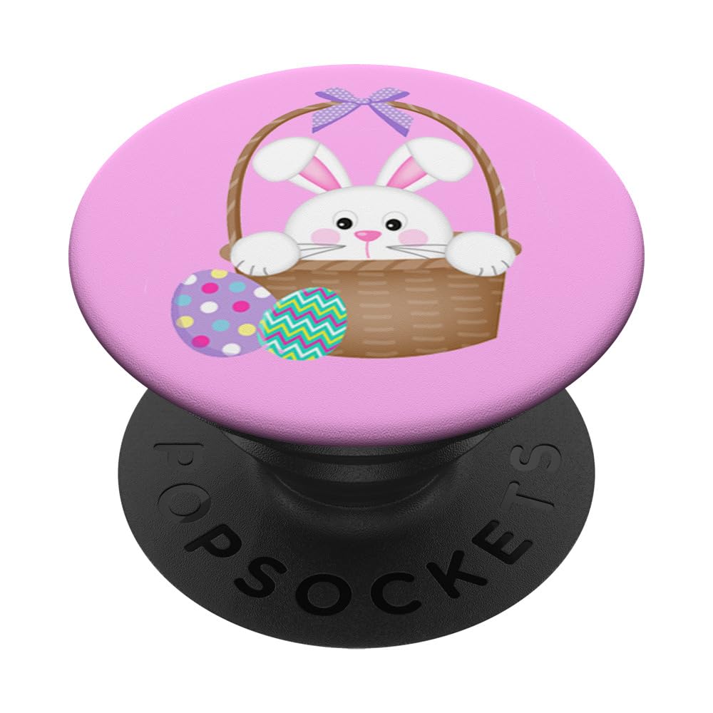 Easter Bunny In Basket With Eggs Pink Lavender Gift For Girl Popsockets Standard Popgrip