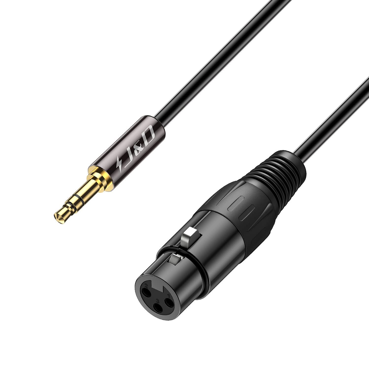 J&D Xlr To 3.5Mm Microphone Cable  Pvc Shelled Xlr Female To 3.5Mm 1/8 Inch Trs Male Balanced Cable Xlr To Trs 1/8 Inch Adapter For Dslr Camera  Computer Sound Card  3 Feet -Like New