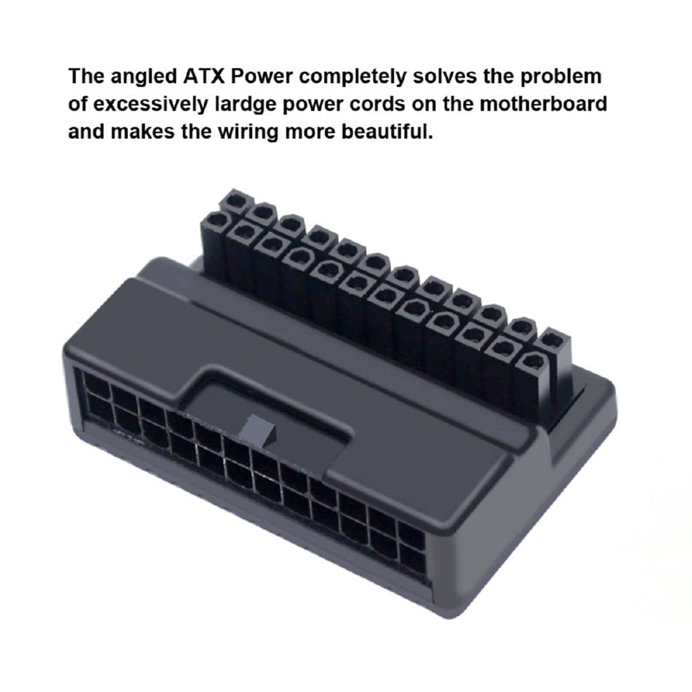 Cablecc Overmold 90 Degree Atx 24Pin Female To 24Pin Male Power Adapter Mainboard Motherboard For Desktops Pc Supply