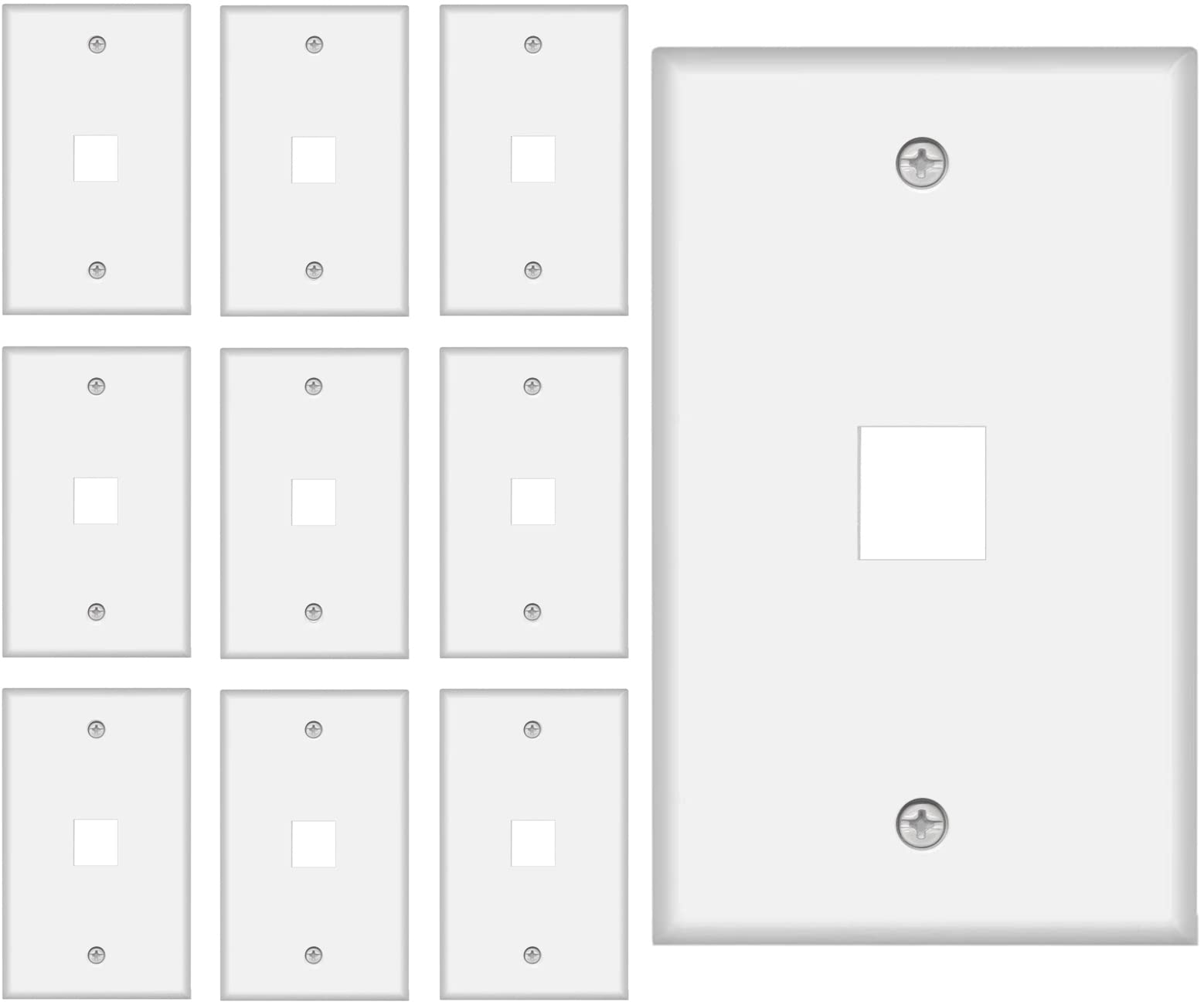 1 Port Keystone Wall Plate 10 Pack Single Gang Face Plate For Rj45 Keystone Jack And Modular Inserts White By Tedgetal