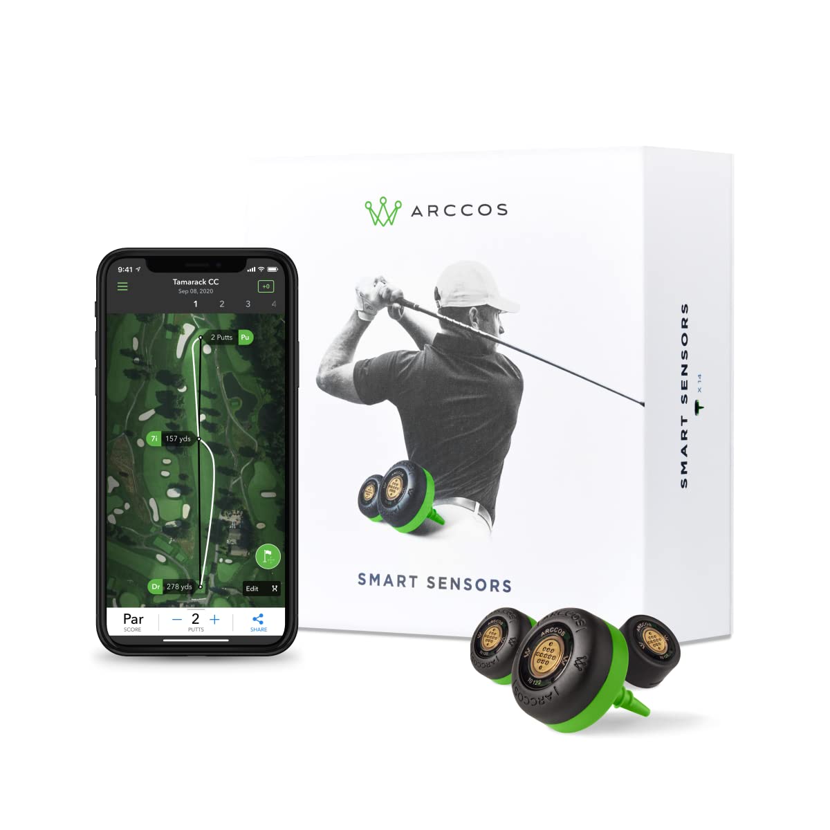Arccos Gen 3+ Smart Sensors   Golf'S Best On Course Tracking System Featuring The First Ever A.I. Powered Gps Rangefinder
