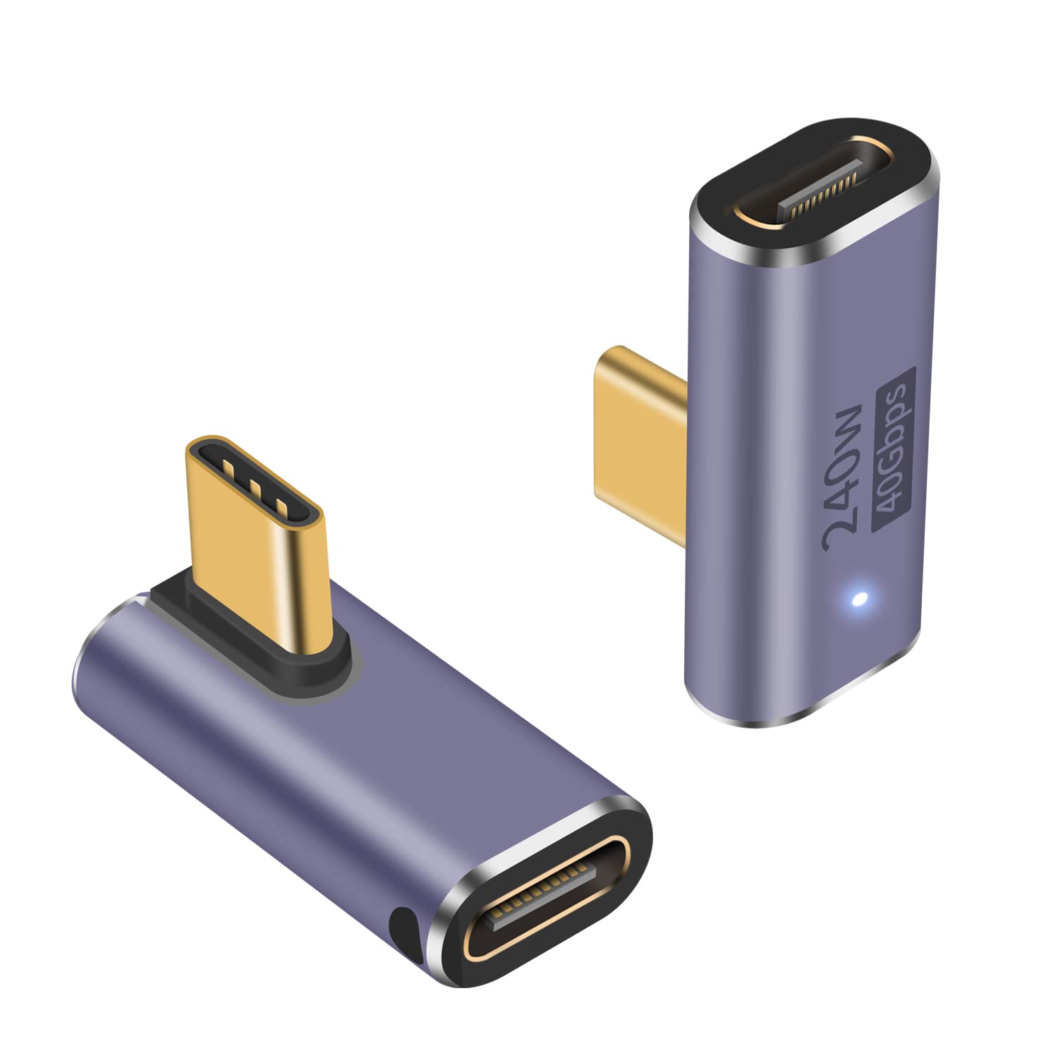 Poyiccot 240W Usb C 90 Degree Adapter, 90 Degree Usb C Adapter 40Gbps, Usb C Adapter Up & Down Usb C Male To Female Connector With 8K Video Display For Ipad, Macbook, Thunderbolt, Usb4, 2Pack