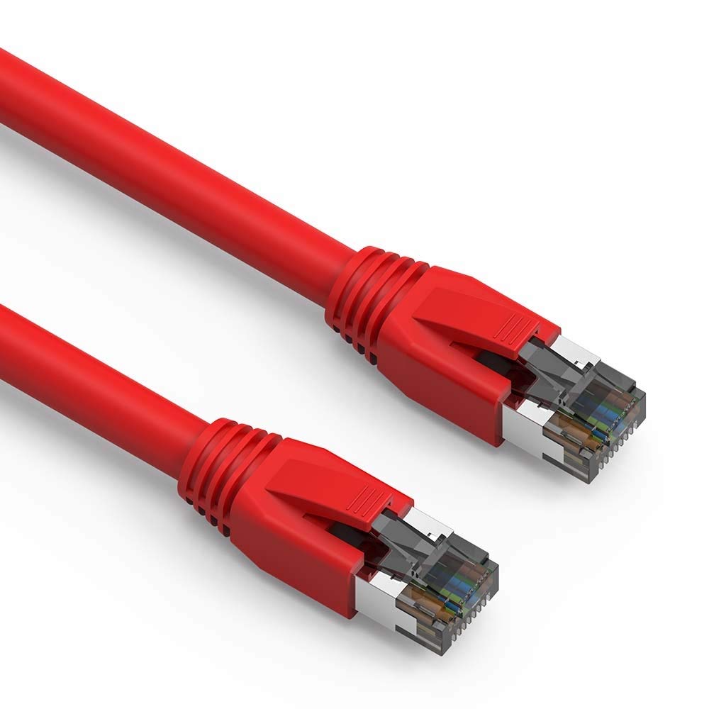 ACCL 2Ft Cat.8 S/FTP Ethernet Network Cable Red 24AWG, 10 Pack