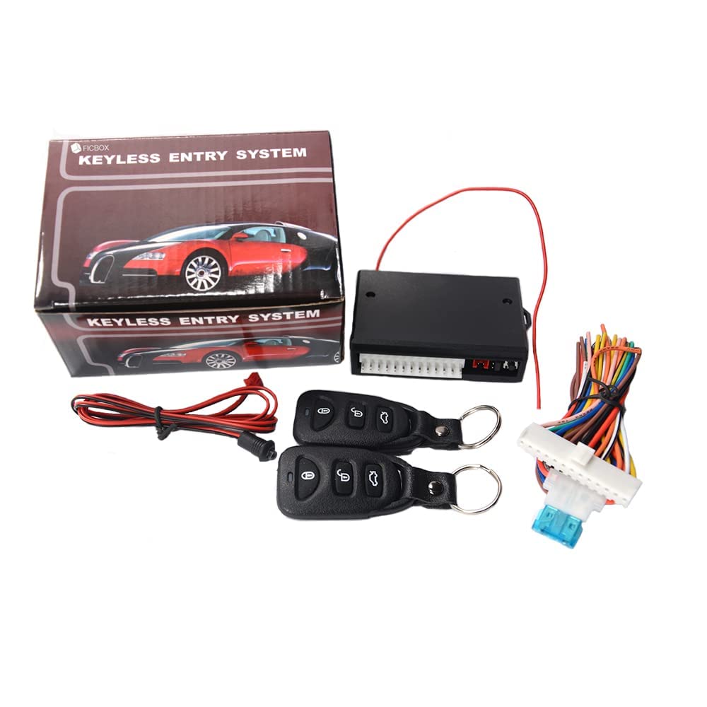 Ficbox Universal Car Door Lock Vehicle Keyless Entry System Auto Remote Central Kit With Control Box