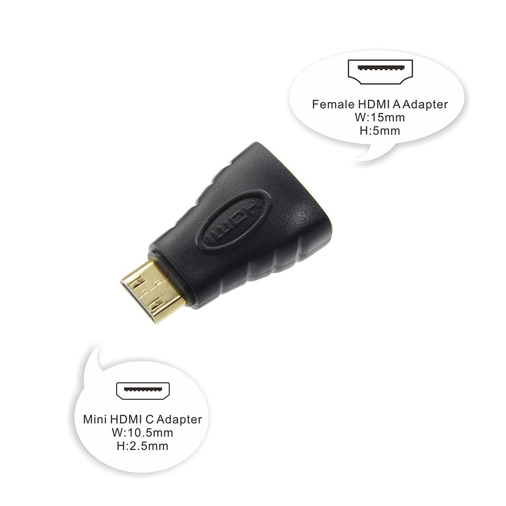 Vce Mini Hdmi To Hdmi Adapter, 4K Hdmi Female To Mini Hdmi Male Adapter, Gold Plated Connector Compatible With Raspberry Pi, Cam