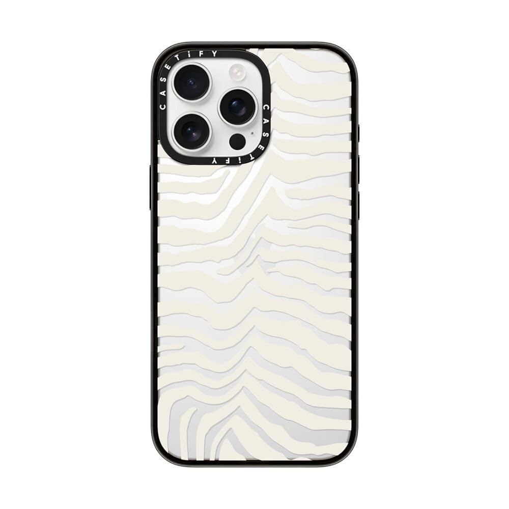 Casetify Compact Case For Iphone 16 Pro Max [Lightweight / 4 Ft. 2X Military Grade Drop Protection/Slim]   Zebra Stripe   Clear