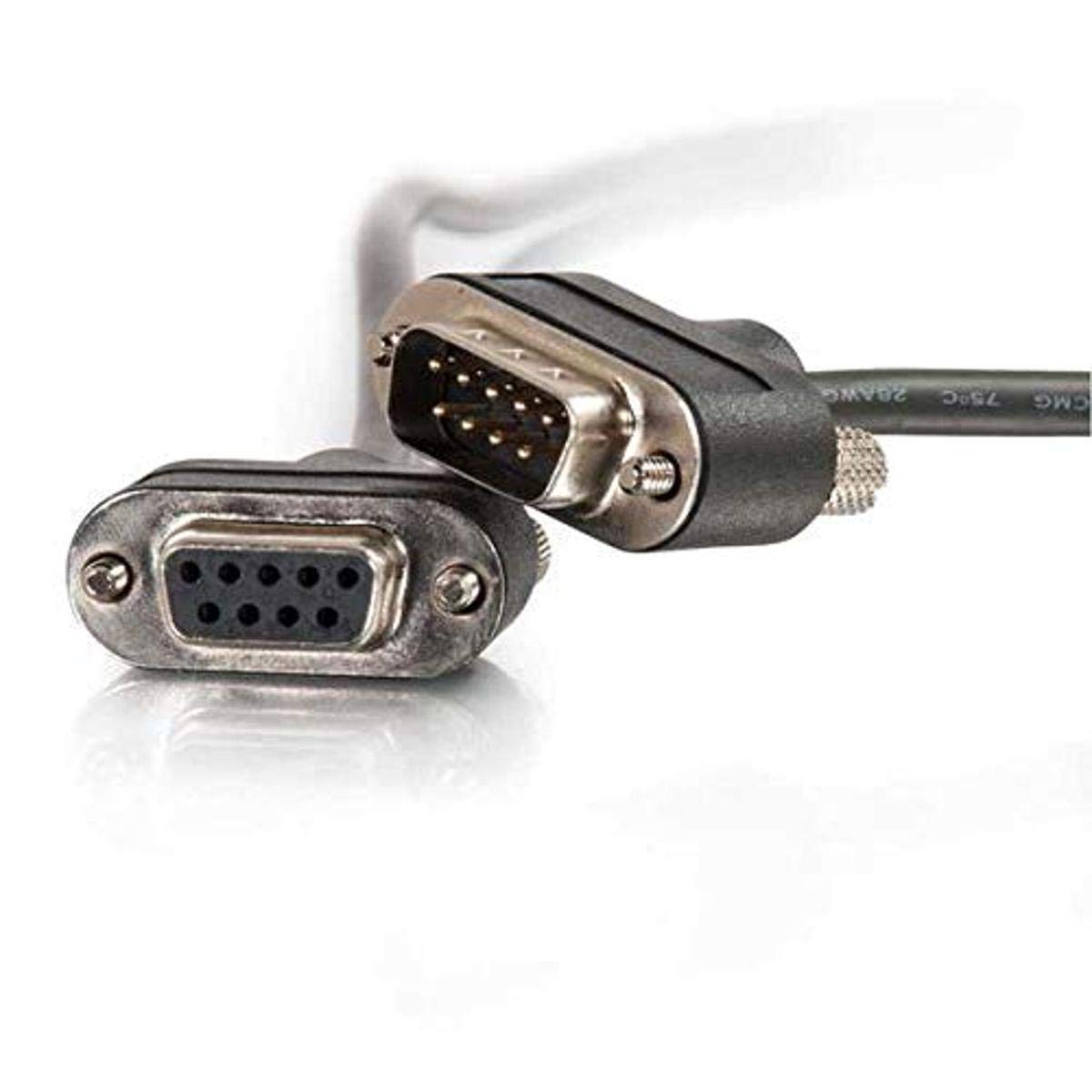 C2G 52156 Serial Rs232 Db9 Cable With Low Profile Connectors M/F, In Wall Cmg Rated, Black (3 Feet, 0.91 Meters)