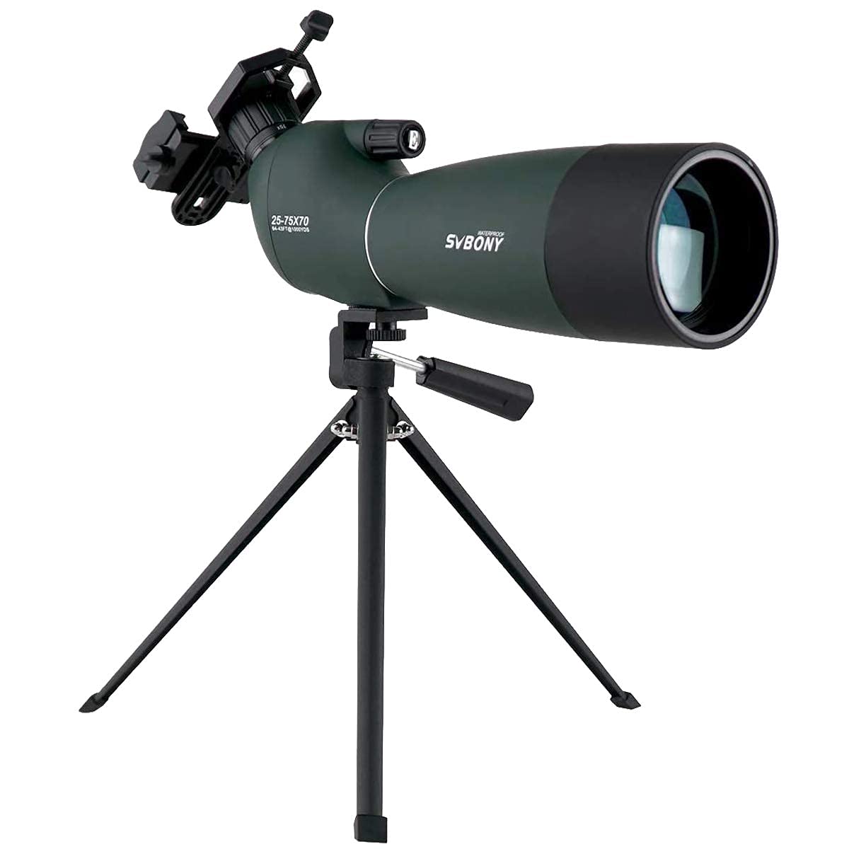 Svbony Sv28 Spotting Scopes With Tripod,Hunting,25 75X70,Angled,Waterproof,Range Shooting Scope,With Phone Adapter,Compact, For