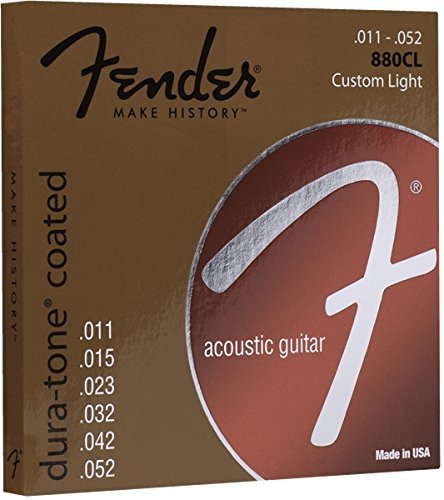 Fender Dura Tone Coated 80/20 Bronze Acoustic Guitar Strings, 880Cl .011 .052