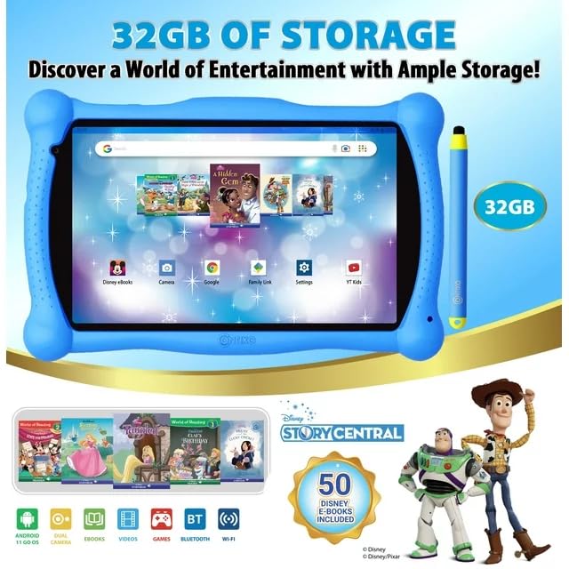 Contixo 7 Inch Disney Kids Learning Tablet, Wifi, Bluetooth, Kids Wired Headphone, Stylus And Tablet Bag Bundle With Teacher Approved Apps And Parent Control   Purple Set